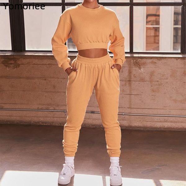 

yoga outfits autumn winter women's leisure loose long sleeve shirts crop and trousers sports two piece suit fitness clothing workou, White;red