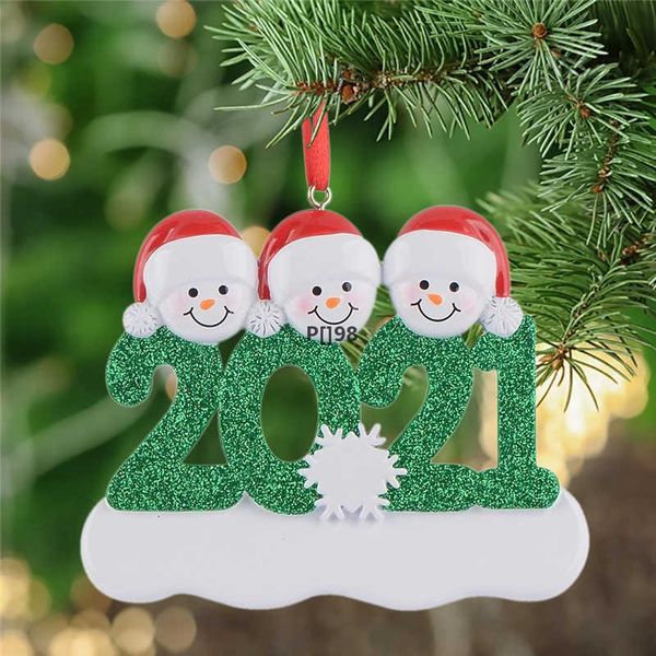 Novo Design Árvore de Natal Pendurado Ornamento Decorações Festa 2021 Boneco de Boneco de Neve de 2/3/4/5/6 presente de Xmas para mãe pai crianças crianças lld10919