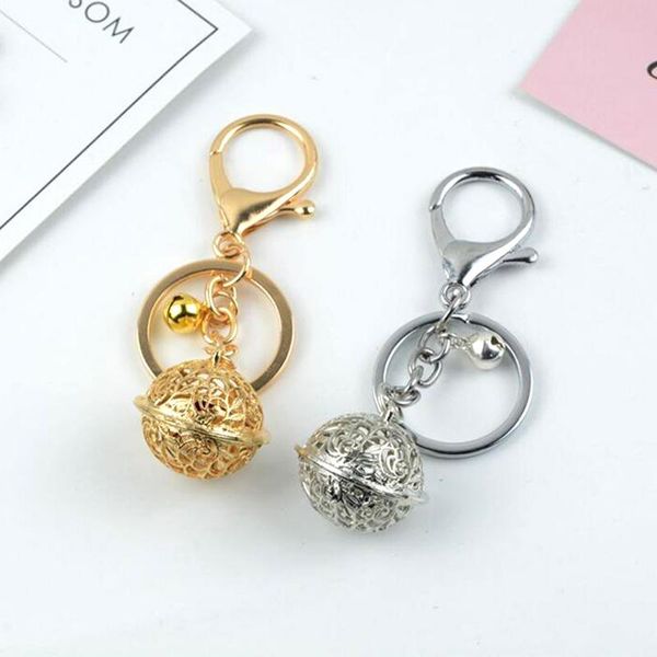 

keychains cute hollow bell pendant for women key chains rings luxury car keyring holder charm bag accessories gifts, Silver
