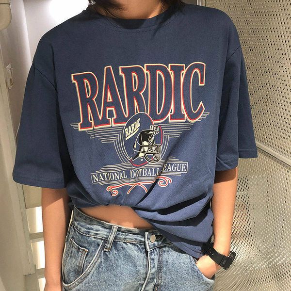 

harajuku vintage black print short sleeve cotton t shirt woman korean casual loose kpop punk gothic streetwear plus siz, White
