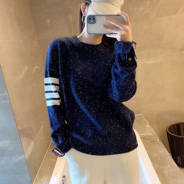 

idea yarn round neck new tb four bar pullover sweater in autumn and winter 20 women's loose college style fashion, Black