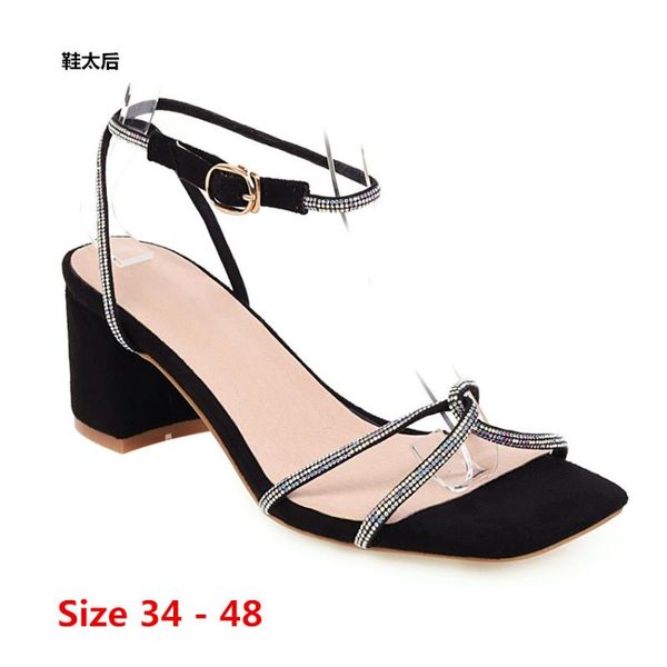 

summer pumps ankle strap gladiator sandals shoes women high heels sandal lady pump shoes small big size 34 - 48, Black