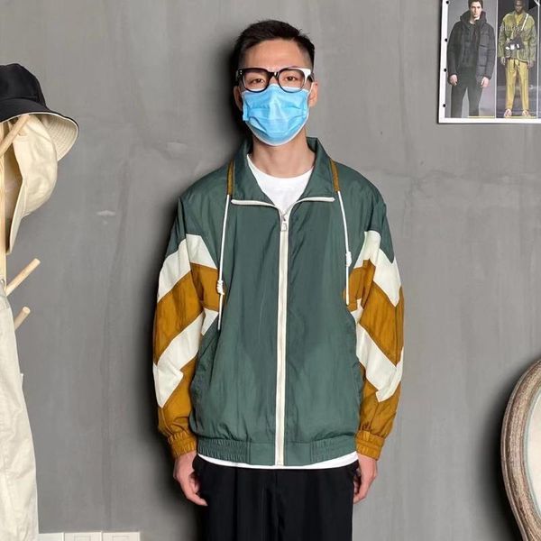 

spring dot cam slim stand collar jacket men's sports mosaic color tide brand jackets, Black;brown