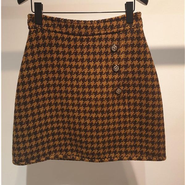 

skirts woman elegant women mini skirt button winter office clothes french casual for, Black