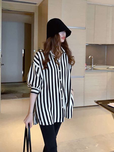 

luxury kong in hong striped style new design shirt female 2021 2021, White