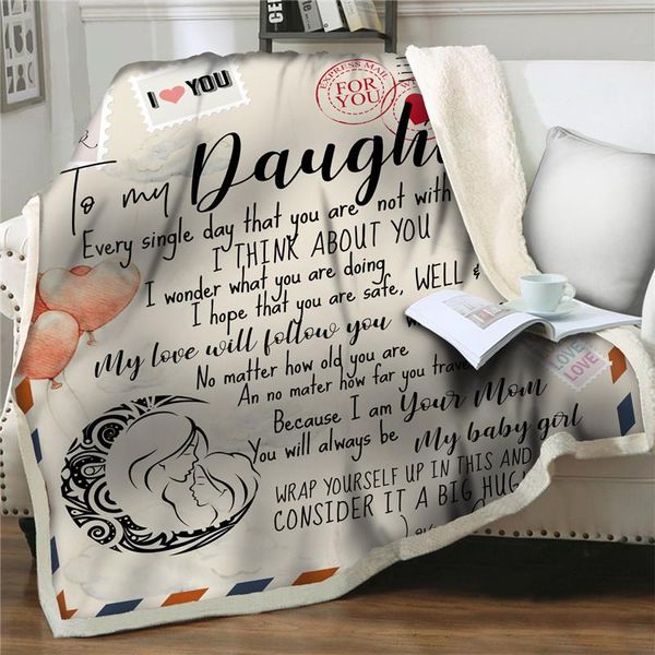 

blankets throw for letter to my daughter winter sofa embossed soft fleece fabric picnic printed travel nap blanket quilt bedding