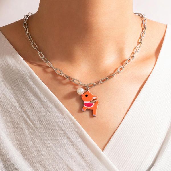 

pendant necklaces tocona lovely dog penddant neckalce for women girls charms pearl stone silver color chain choker party jewelry collar 2082