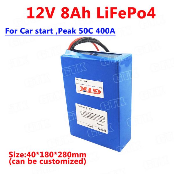 GTK LIFPO4 12 V 8AH Bateria de Lítio Pacote 50c 400A Corrente para Carro Iniciar Bateria de Emergência Starter