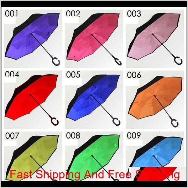 

double layer inverted umbrella reverse rainy sunny umbrella with c handle self standing inside out special d qylboa tore2010