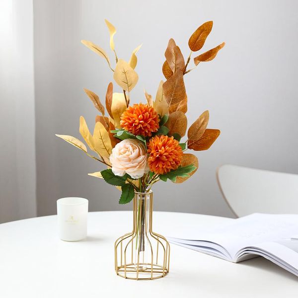 

decorative flowers & wreaths nordic glass vase + artificial for home living room decor dried bottle wedding decoration