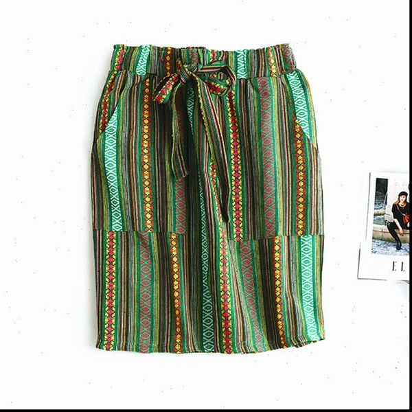 

2021 womens stripe lace up mini skirt ladies elastic waist slim skirt vintage femme high waist skirt with pocket faldas femme, Black