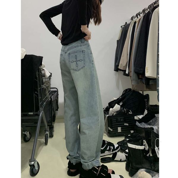 

leg women's spring and autumn loose leisure high waist wide legs, Blue