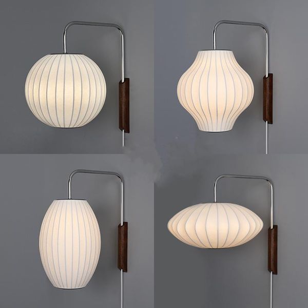 

modern wall lamp japanese style silk wall lamps for living room bedroom nordic home decor loft luminaire e27 bedside light