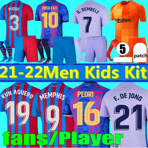 

21 22 aguero soccer jerseys kun camiseta bar futbol 2021 2022 ter stegen ansu fati f de jong dest pedri braithwaite s. roberto coutinho foot, Black;yellow