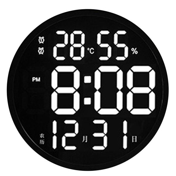 

wall clocks 12 inch led number digital clock temperature and humidity electronic modern design decoration eu plug