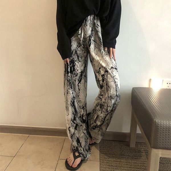 

women's pants & capris wide leg women's summer net red thin loose chiffon straight personality casual floor, Black;white