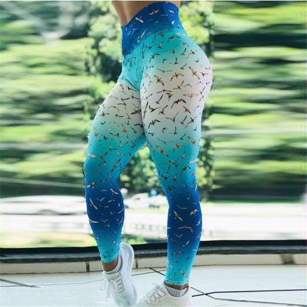 

2021 new women fitness gym leggings sport leggings workout elastic slim blue pants print, White;red