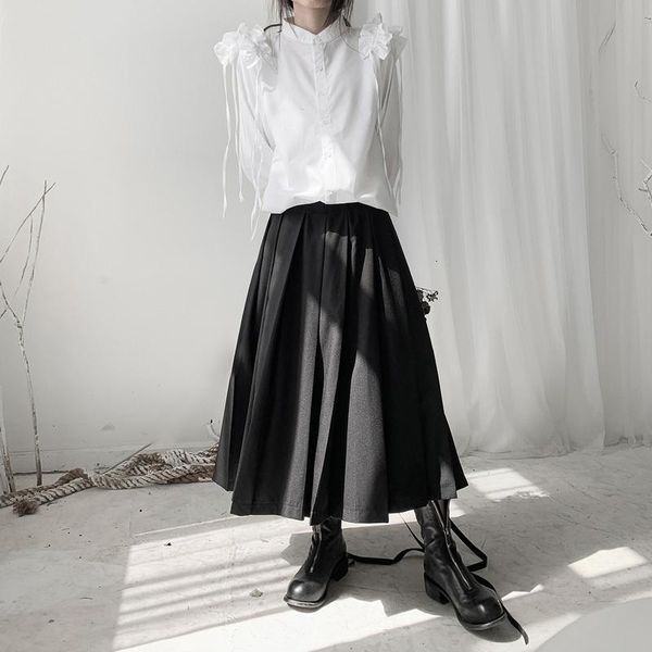 

elastic waist high black pleated split temperament half-body skirt women fashion tide new spring autumn 2021 11a-a777