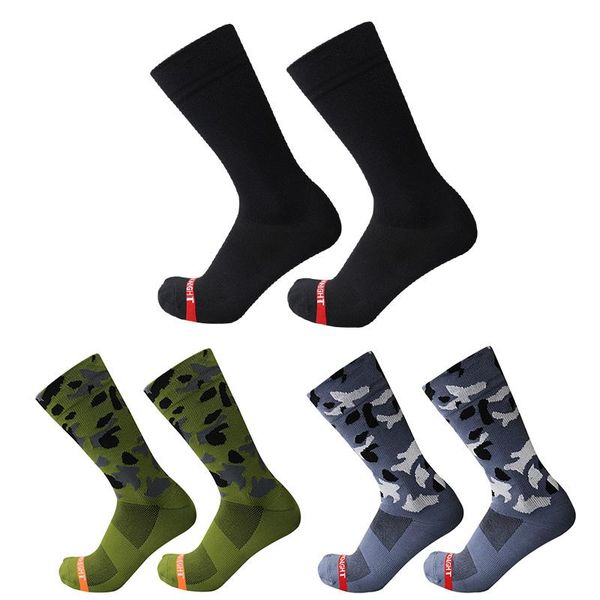 

sports socks camouflage outdoor cycling men women professional competition racing mountain bike calcetines ciclismo, Black