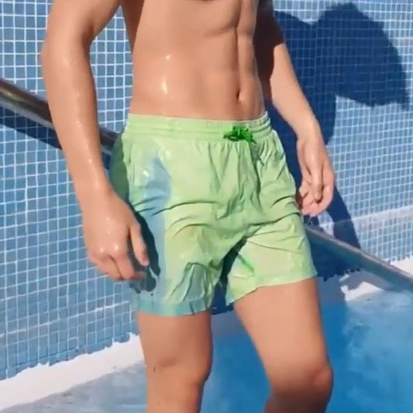 

men's shorts color-changing beach quick dry temperature sensitive pants discolorationÂ board swimming swimwear swimsuit, White;black