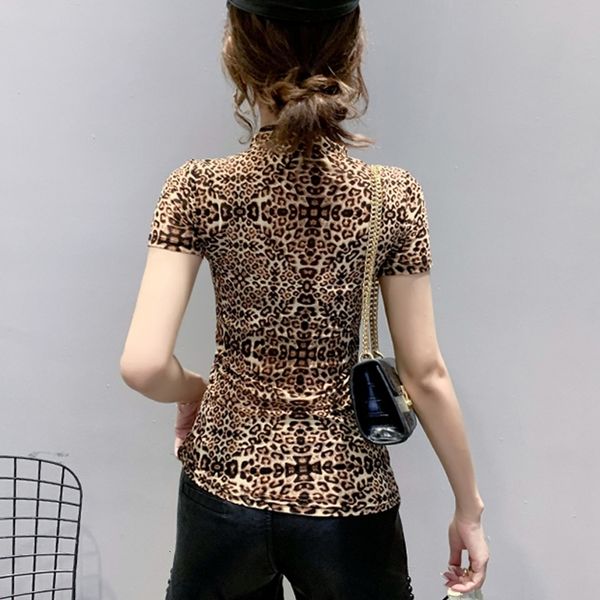 

2021 summer fashion korean clothes t-shirt hollow out ethnic style stand mesh women ropa mujer short sleeve tees new t06501 saex, White