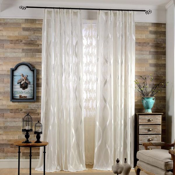 

curtain & drapes modern white jacquard curtains for living room, home decorative geometric velvet pattern soft feeling