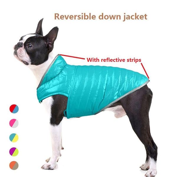 

dog apparel pet clothe light down double-sided cotton-padded clothes contrast color reflective waterproof small and medium-sized