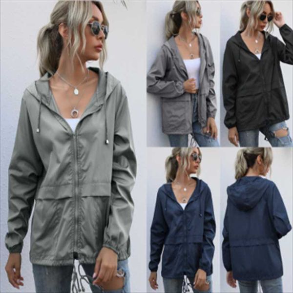 

women's jackets jacket zipper hoodie lightweight outdoor hiking waterproof solid color short raincoat fashion ladies clothes, Black;brown