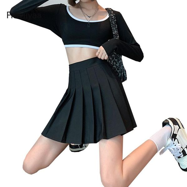 Röcke Harajuku Frauen Faltenrock Hohe Taille A-Line Frau Mini Sommer Gothic Weiblichen Kurzen Kawaii Black Lady Dance