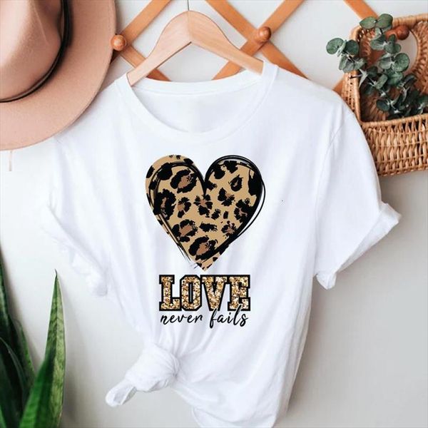 

and women cartoon men t shirts short sleeve leopard love heart 90s casual summer tshirts clothes graphic lady print, White;black