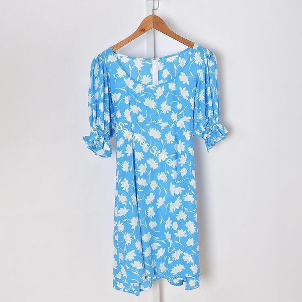 

2021 new azul feminino mini babados manga floral impresso quadrado colar faixas zper lao-up prairie chique vestido curto boto 59da, Black;gray