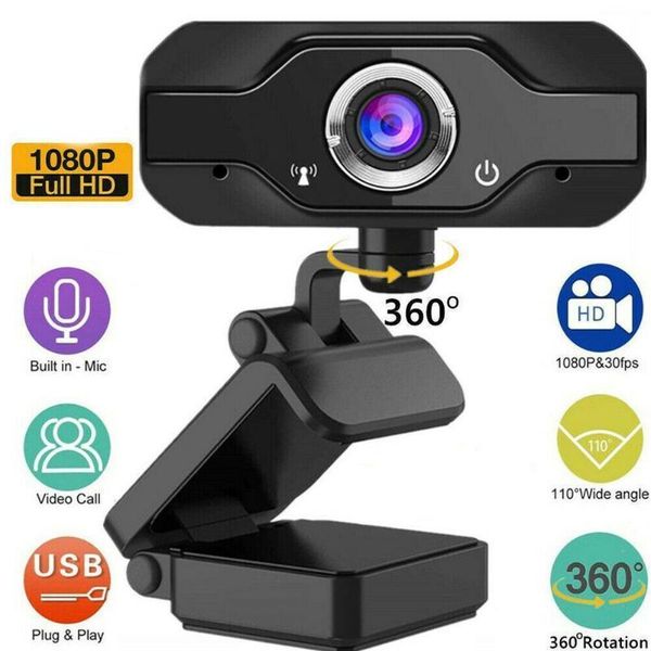 

webcams 1080p 360-degree rotating usb camera with microphone 4k high-definition computer for pc live broadcast