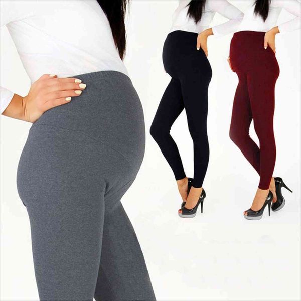 

adjustable big size maternity women leggings pant pregnant thin soft cotton pants high waist bottoms, Black