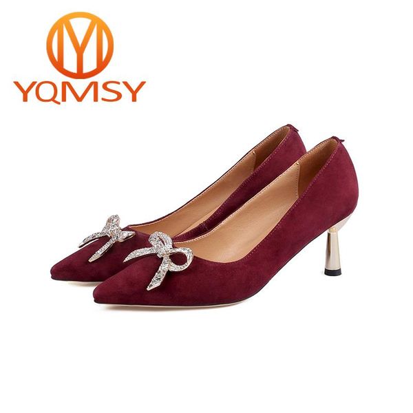 

dress shoes yqmsy women's pumps fashion pointed toe butterfly-knot thin heels spring/autumn handmade elegant party slip-on as16, Black