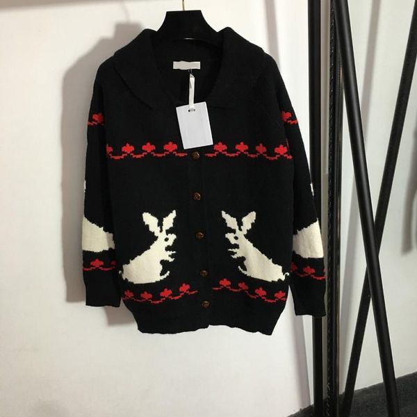 

cute rabbit women sweaters 2 styles soft touch wool cardigan christmas day gift for girlfriends brand sweater, White;black
