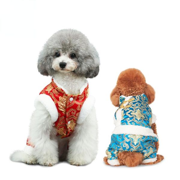 

dog apparel pet clothes festive tang suit cotton autumn and winter coat costume