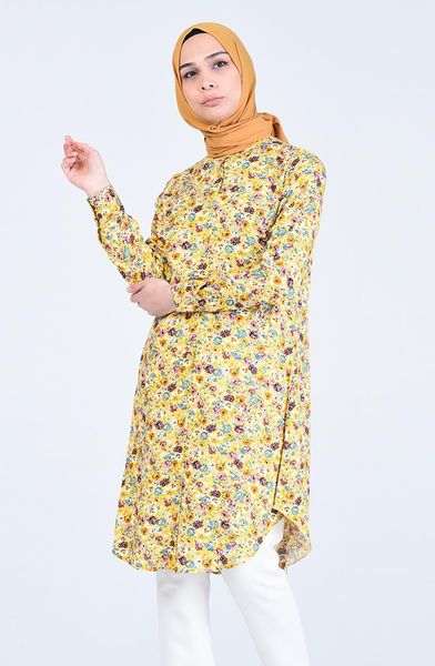

women's blouses & shirts minahill patterned viscose tunic 6457-05 yellow, White