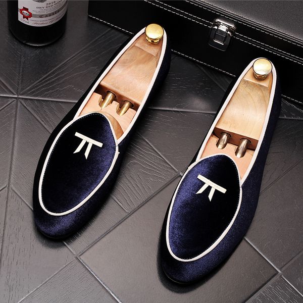 

luxury designer slip on wedding party dress shoes italian fashion handmade men black blue moccasins formal driving casual loafers b57