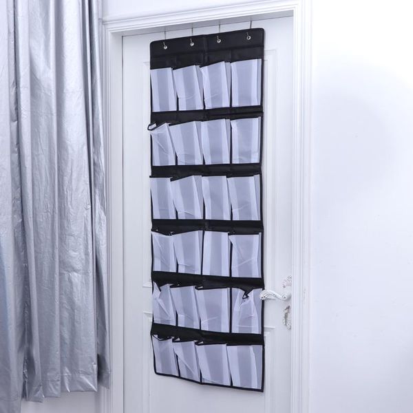 

clothing & wardrobe storage 24 pockets over the door shoe organizer non-woven fabrics bag hanging mesh pouch (black and white)
