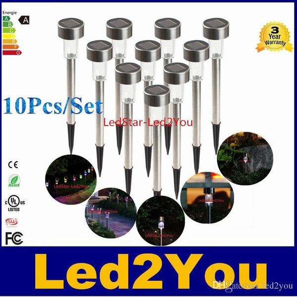 

wholesale 60pcs waterproof outdoor solar power lawn lamps led spot light garden path walkway stainles steel stake spotlight luminaria