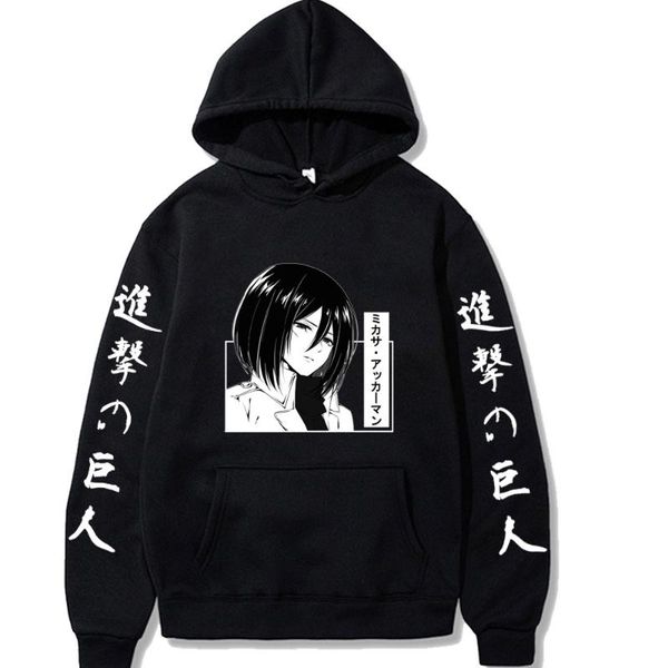 

men's hoodies & sweatshirts anime attack on titan pullover loose casual, Black