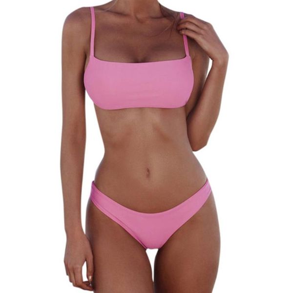 

women's swimwear e56d summer ladies beach bikini solid color split polyester swimsuit female low waist suit, White;black