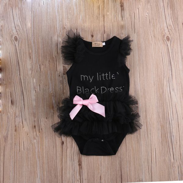 

0-18months baby girls my little black dress lace bodysuits romper for newborn infant baby girls princess sleeveless jumpsuits, Blue