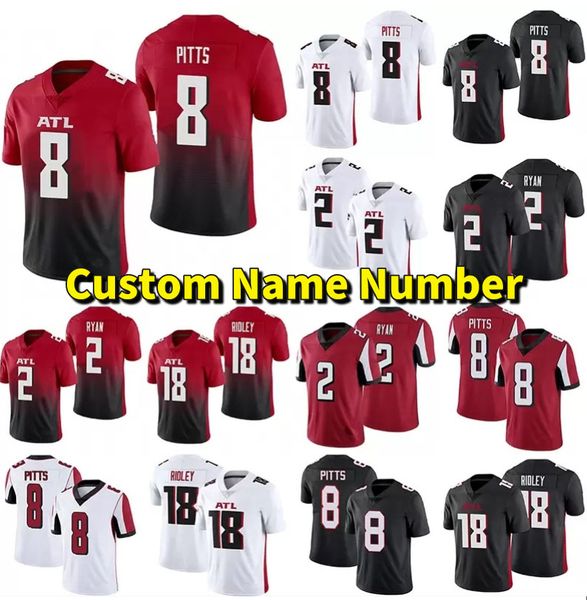 

new 8 kyle pitts 2 matt ryan 18 ridley falcon football jersey 7 michael vick atlantas tony gonzalez sanders deion jones grady jarrett terrel, Black;red