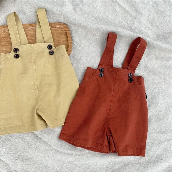 

2021 korean girls boys cotton overall summer fashion kids shorts girls clothes 1-7 years, Blue