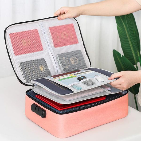 

storage bags document bag collection family travel large-capacity multi-functional locked card file finishing