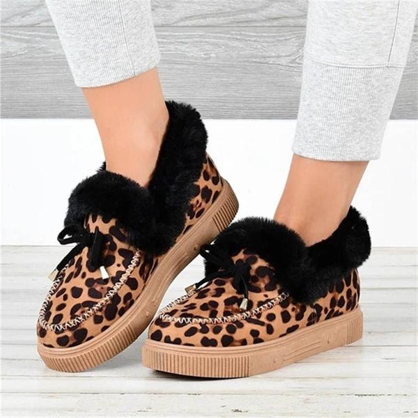

boots 2021 shoes women winter warm sedue leather flat casual loafers slip on women's flats plush moccasins lady, Black