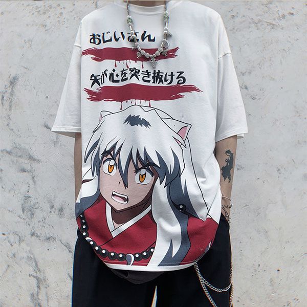 

2021 new lnuyasha tshirt streetwear harajuku u4yb, White;black