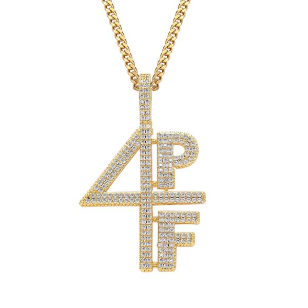 

aaa cubic zircon number pendant men necklace rock chain link luxury jewelry q0531, Silver