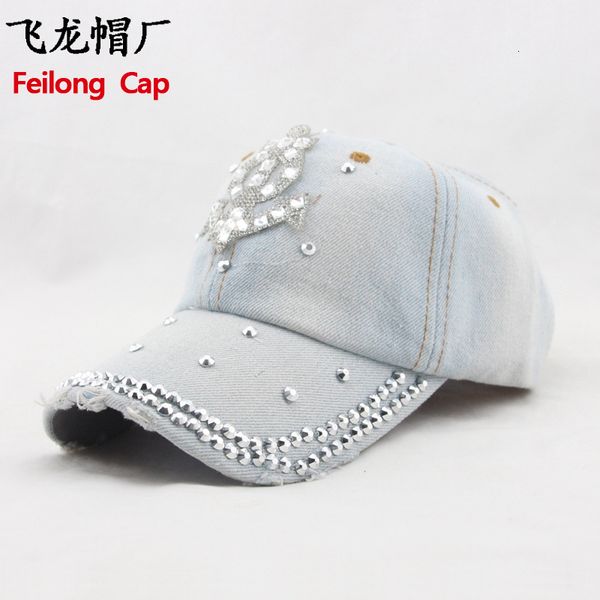 

ball caps denim baseball front piece drill cap tongue wear style hat lady, Blue;gray